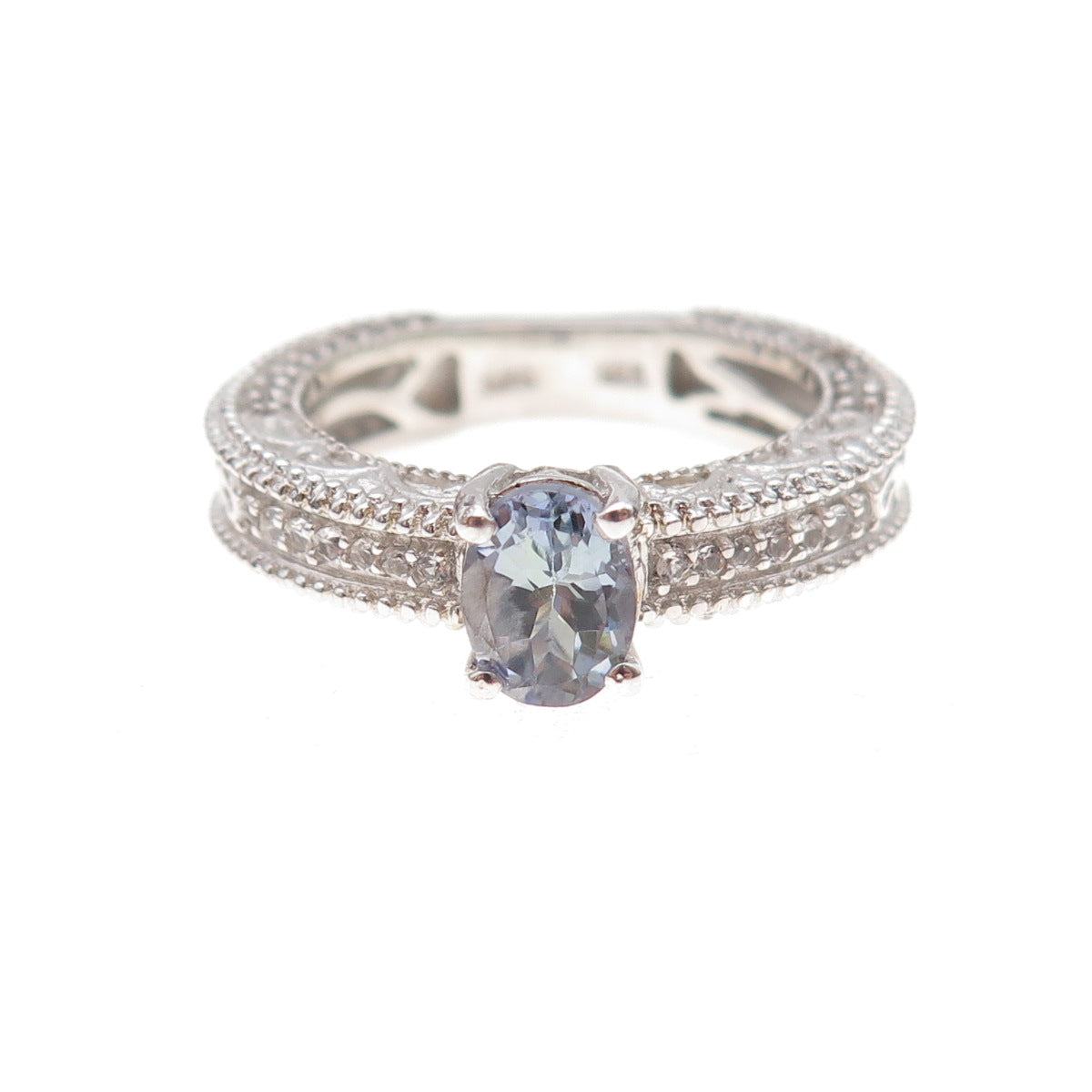 Chuck Clemency 925 Sterling Silver Real Oval-Cut Iolite Ring Size 8.25