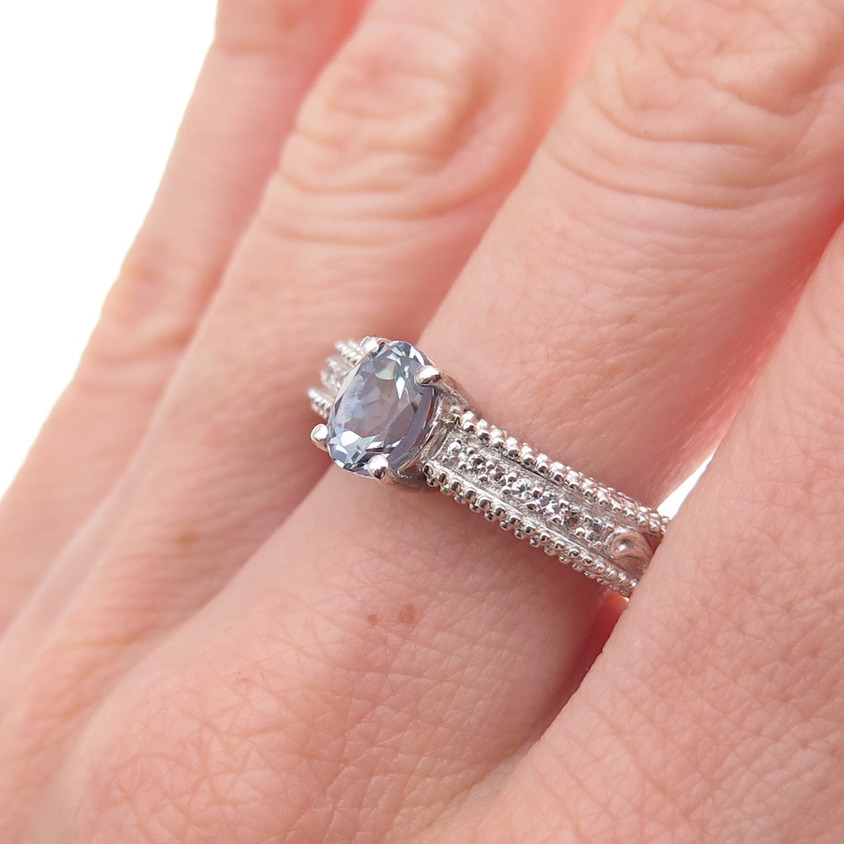 Chuck Clemency 925 Sterling Silver Real Oval-Cut Iolite Ring Size 8.25