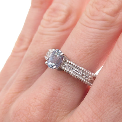 Chuck Clemency 925 Sterling Silver Real Oval-Cut Iolite Ring Size 8.25