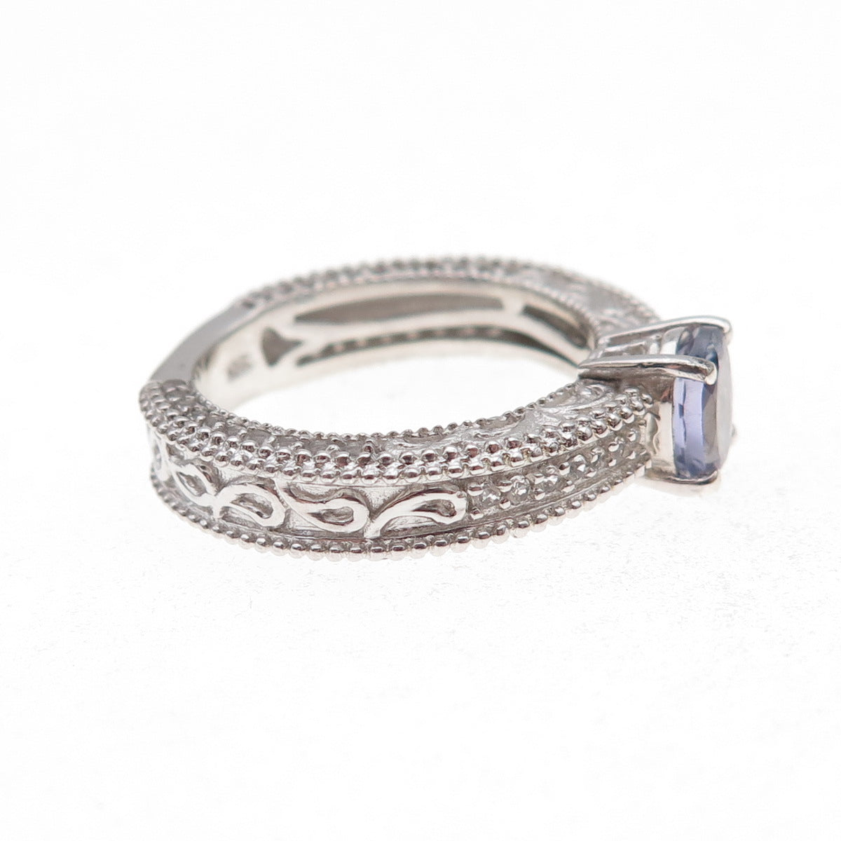 Chuck Clemency 925 Sterling Silver Real Oval-Cut Iolite Ring Size 8.25