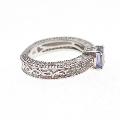 Chuck Clemency 925 Sterling Silver Real Oval-Cut Iolite Ring Size 8.25