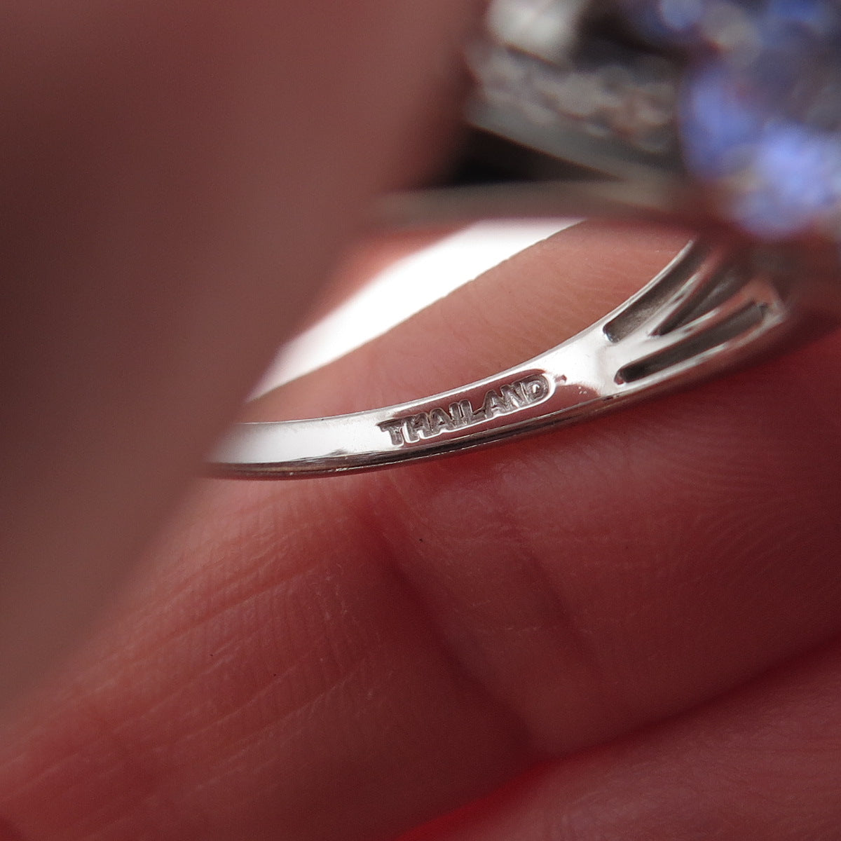 925 Sterling Silver Real Diamond & Tanzanite Floral Ring Size 8