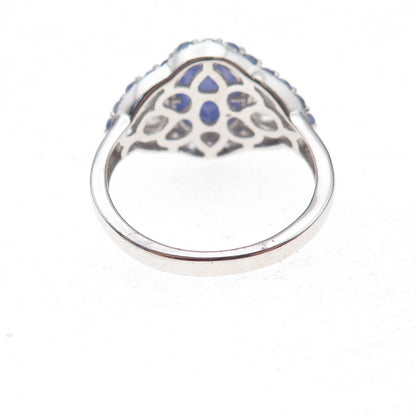 Chuck Clemency 925 Sterling Real Tanzanite & White Topaz Floral Ring Size 8.25