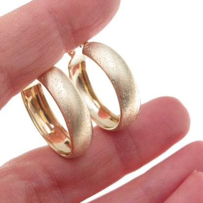 925 Sterling Silver 1/20 10K Gold Filled Textured Hoop Earrings