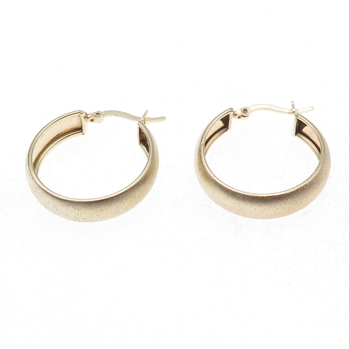 925 Sterling Silver 1/20 10K Gold Filled Textured Hoop Earrings