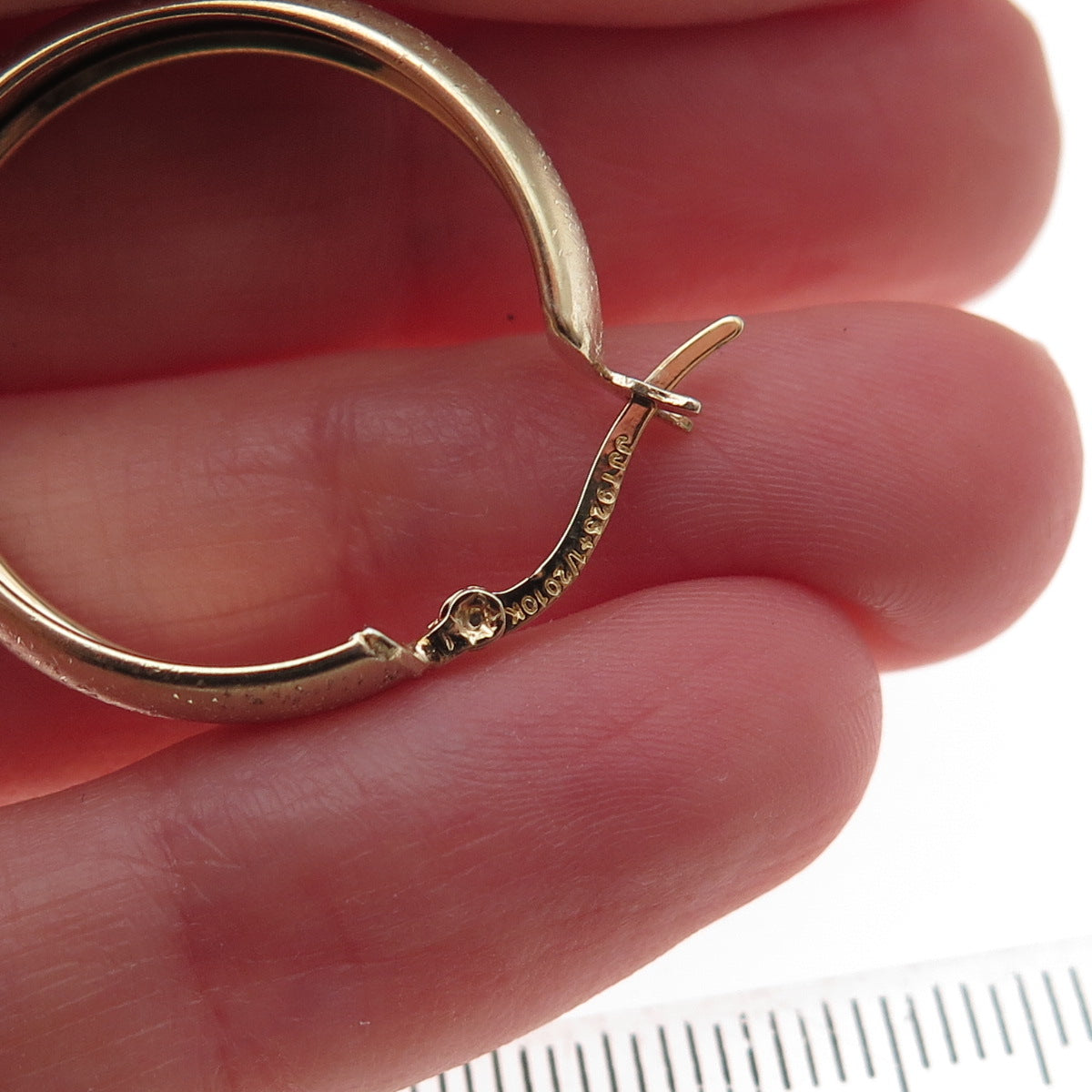925 Sterling Silver 1/20 10K Gold Filled Textured Hoop Earrings