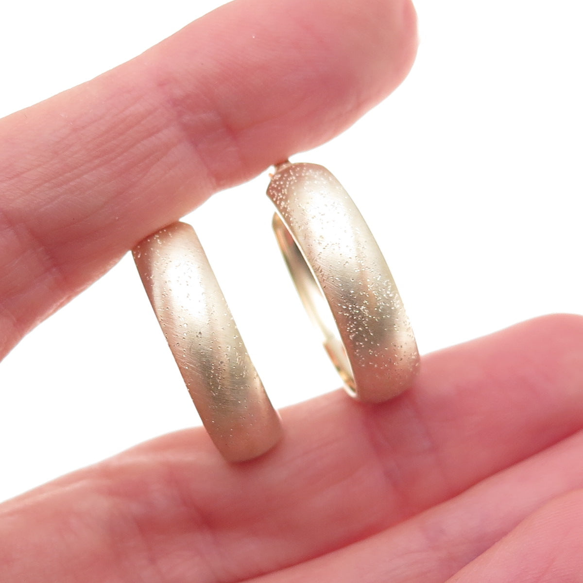 925 Sterling Silver 1/20 10K Gold Filled Textured Hoop Earrings