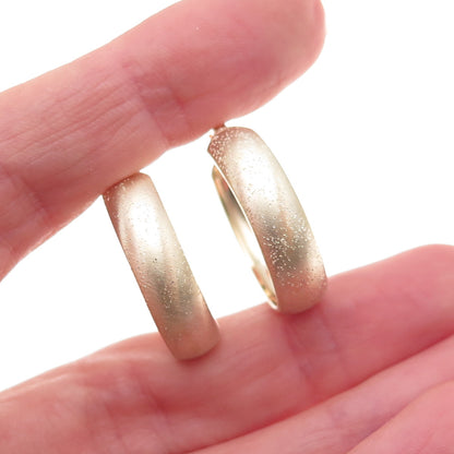 925 Sterling Silver 1/20 10K Gold Filled Textured Hoop Earrings