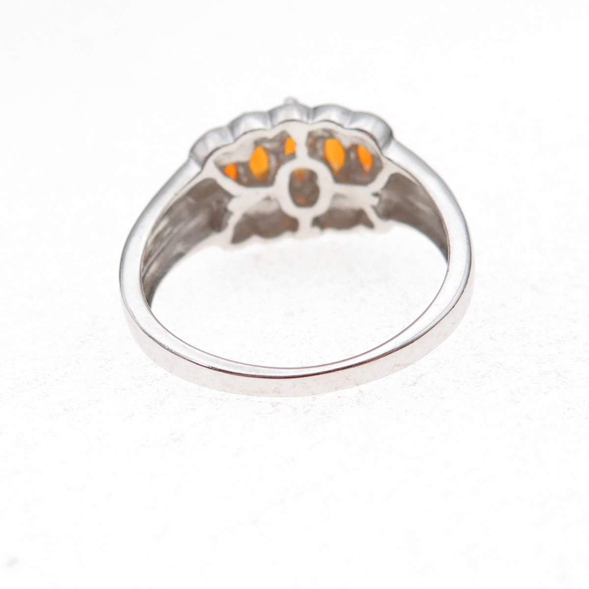Chuck Clemency 925 Sterling Silver Real Marquise-Cut Fire Opal Ring Size 8.25