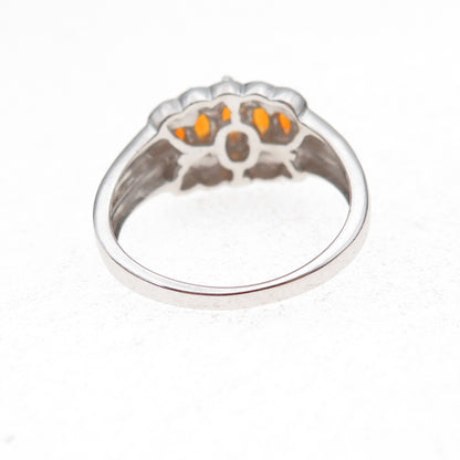 Chuck Clemency 925 Sterling Silver Real Marquise-Cut Fire Opal Ring Size 8.25