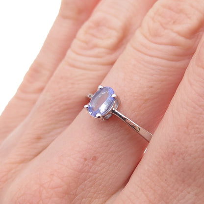 925 Sterling Silver Real Oval-Cut Tanzanite Ring Size 8