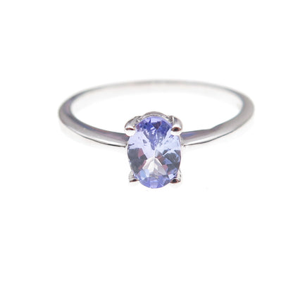 925 Sterling Silver Real Oval-Cut Tanzanite Ring Size 8