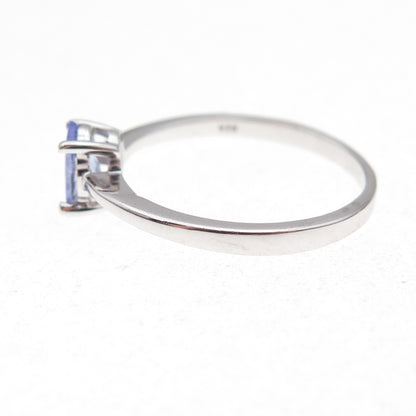 925 Sterling Silver Real Oval-Cut Tanzanite Ring Size 8