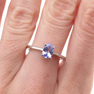 925 Sterling Silver Real Oval-Cut Tanzanite Ring Size 8