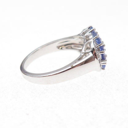 925 Sterling Silver Real Tanzanite & White Topaz Ring Size 8