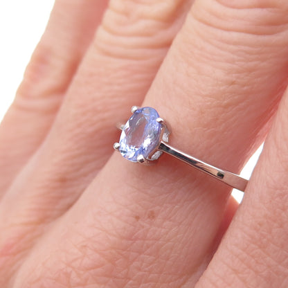 925 Sterling Silver Real Oval-Cut Tanzanite Ring Size 8