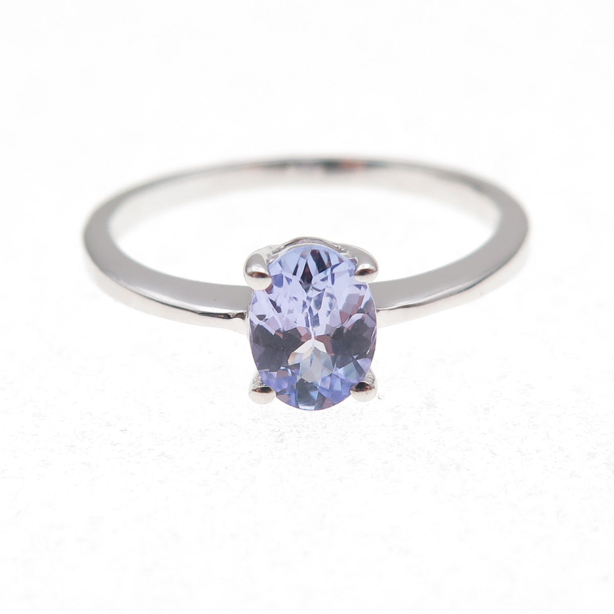 925 Sterling Silver Real Oval-Cut Tanzanite Ring Size 8