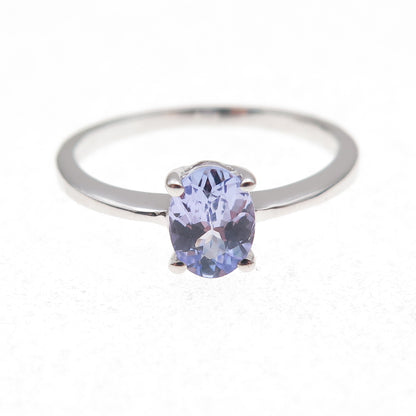925 Sterling Silver Real Oval-Cut Tanzanite Ring Size 8