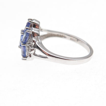 925 Sterling Silver Real Tanzanite & White Topaz Ring Size 8