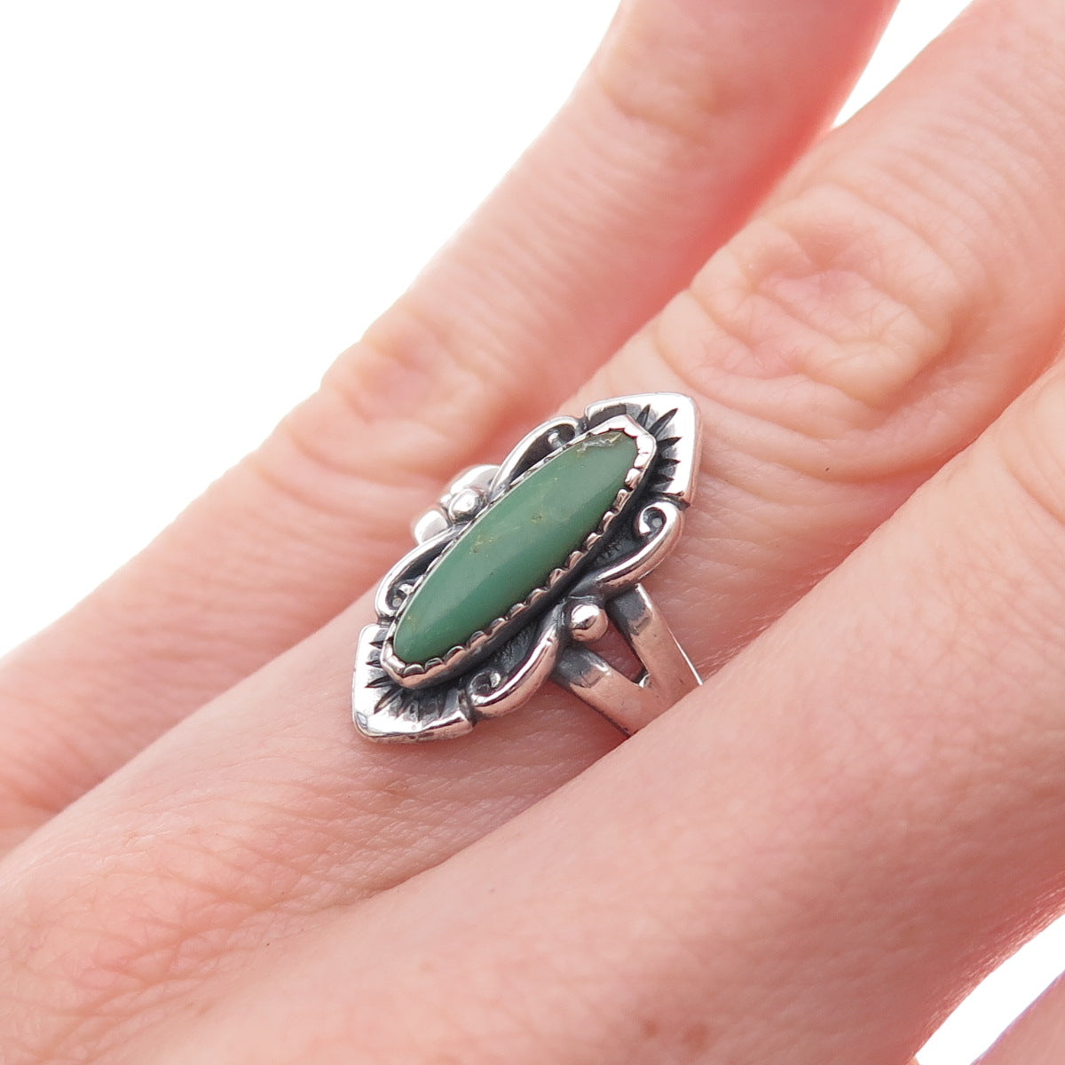 Bell Trading Post Old Pawn 925 Sterling Vintage Royston Turquoise Ring Size 5.25