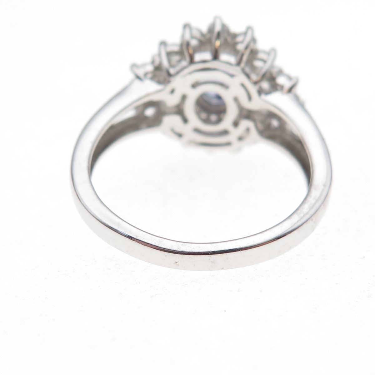 Chuck Clemency 925 Sterling Silver Real Tanzanite & White Topaz Ring Size 8.25