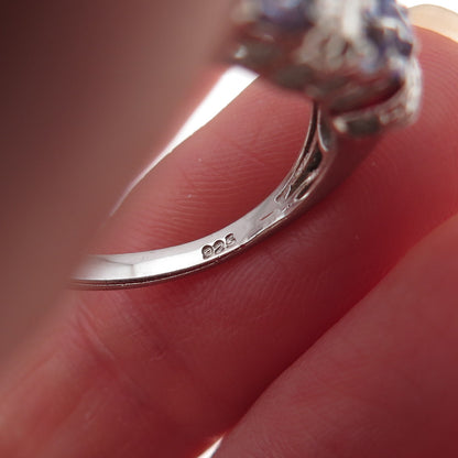 Chuck Clemency 925 Sterling Silver Real Round-Cut Tanzanite Cluster Ring Size 8