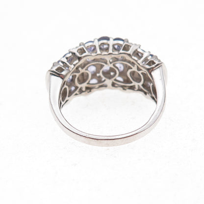 Chuck Clemency 925 Sterling Silver Real Round-Cut Tanzanite Cluster Ring Size 8