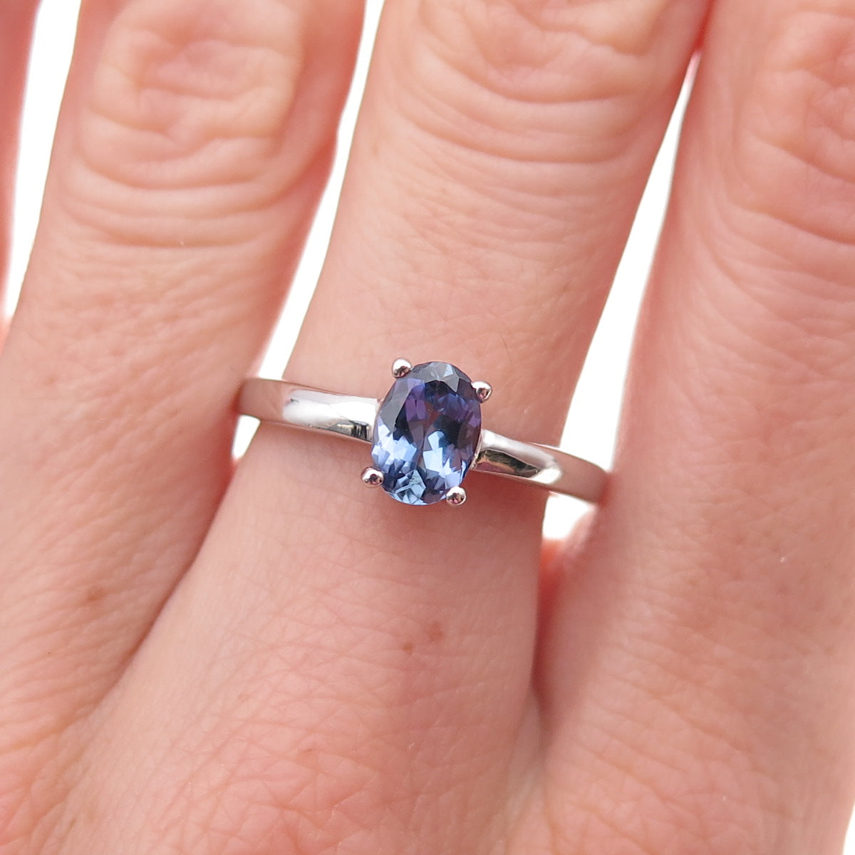 925 Sterling Silver Real Oval-Cut Tanzanite Ring Size 8