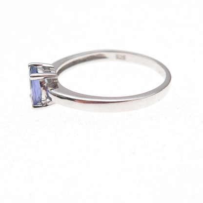 925 Sterling Silver Real Oval-Cut Tanzanite Ring Size 8
