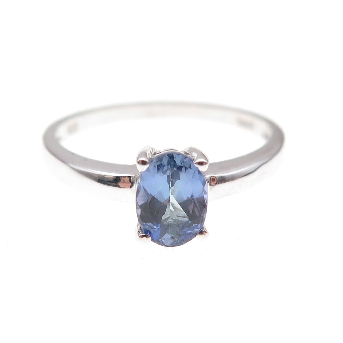 925 Sterling Silver Real Oval-Cut Tanzanite Ring Size 8