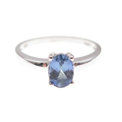 925 Sterling Silver Real Oval-Cut Tanzanite Ring Size 8