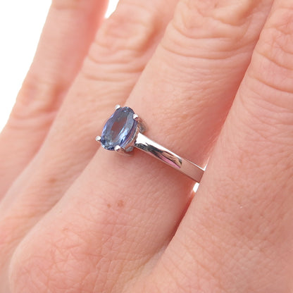 925 Sterling Silver Real Oval-Cut Tanzanite Ring Size 8