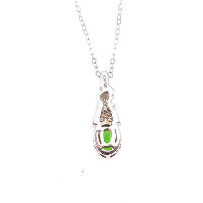 Chuck Clemency 925 Sterling Silver Real Peridot & White Topaz Chain Necklace 20"