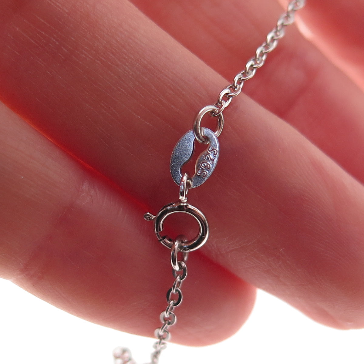 925 Sterling Silver Blue & White C Z Cable Chain Necklace 18"