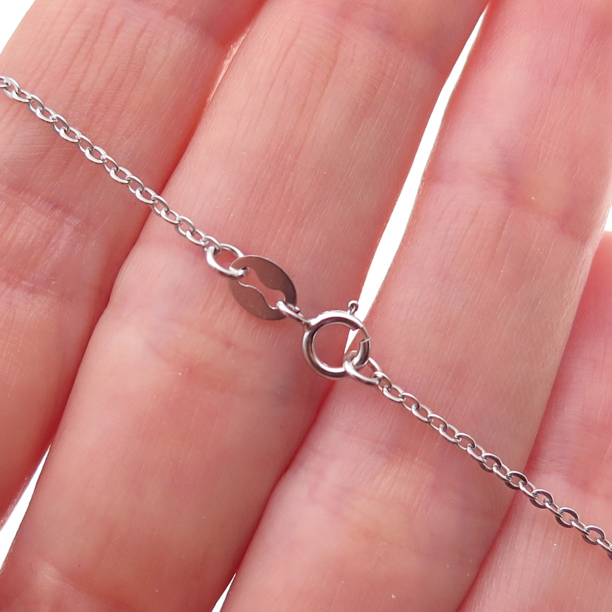 925 Sterling Silver Blue & White C Z Cable Chain Necklace 18"