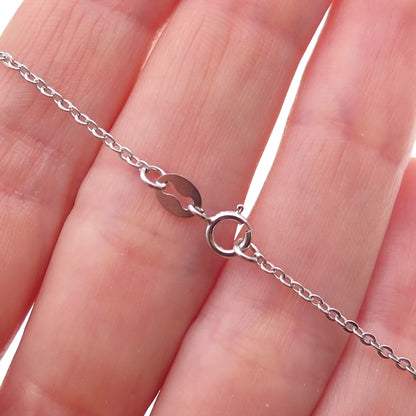 925 Sterling Silver Blue & White C Z Cable Chain Necklace 18"
