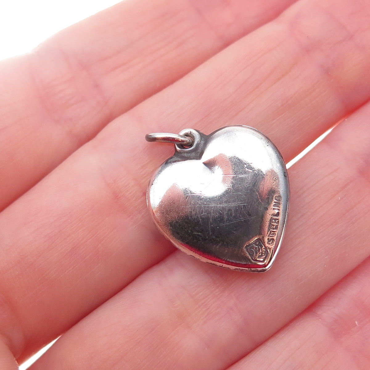 Walter Lampl 925 Sterling Antique Art Deco Couple Heart Chatelaine Charm Pendant