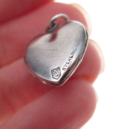 Walter Lampl 925 Sterling Antique Art Deco Couple Heart Chatelaine Charm Pendant