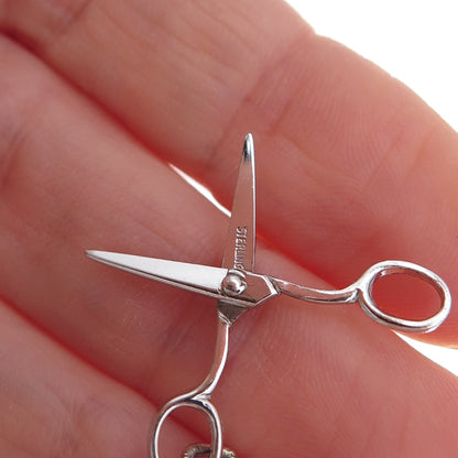 925 Sterling Silver Antique Art Deco Scissors Open Charm Pendant