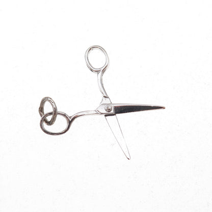 925 Sterling Silver Antique Art Deco Scissors Open Charm Pendant