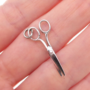 925 Sterling Silver Antique Art Deco Scissors Open Charm Pendant