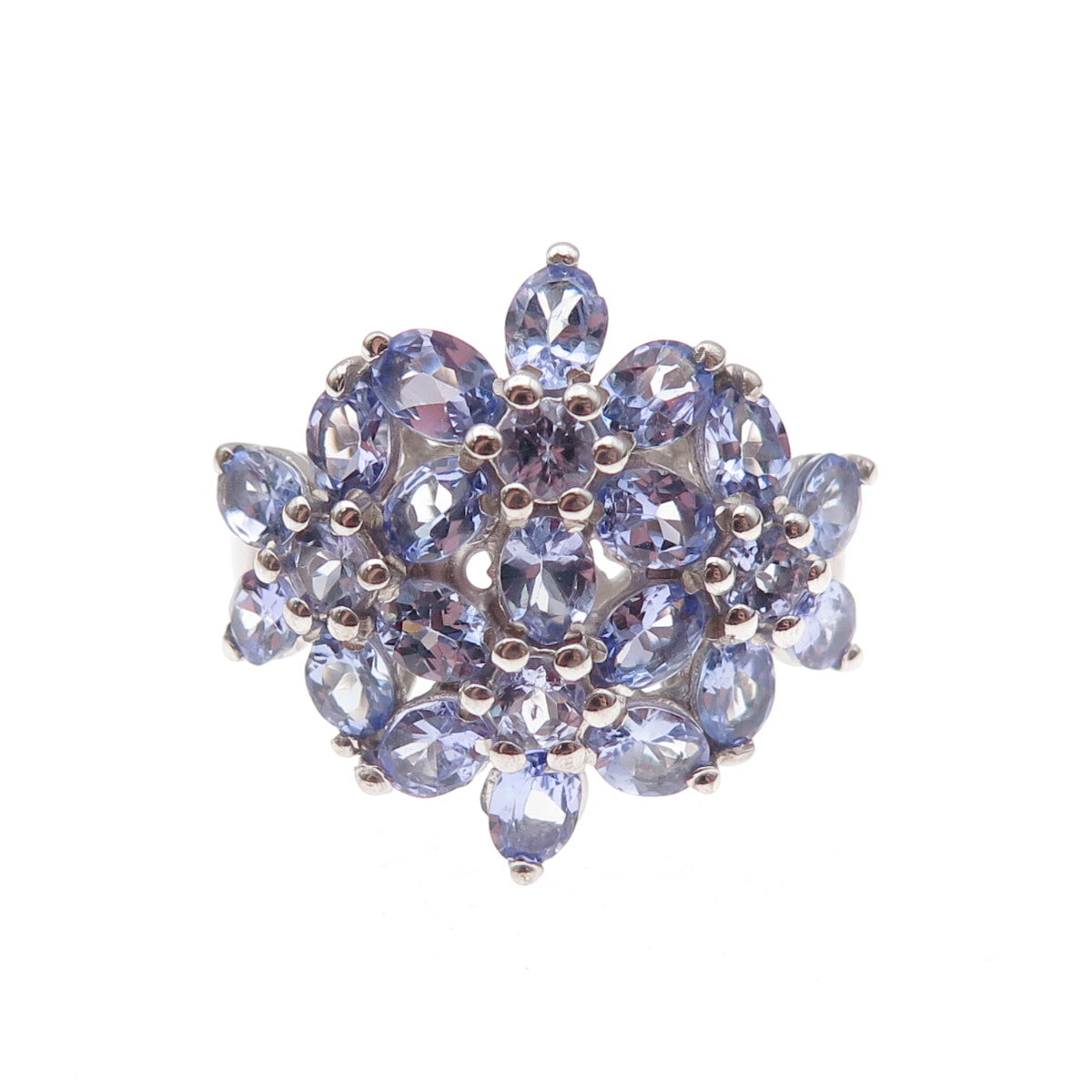 Chuck Clemency 925 Sterling Silver Real Tanzanite Floral Ring Size 8