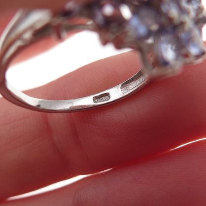 Chuck Clemency 925 Sterling Silver Real Tanzanite Floral Ring Size 8