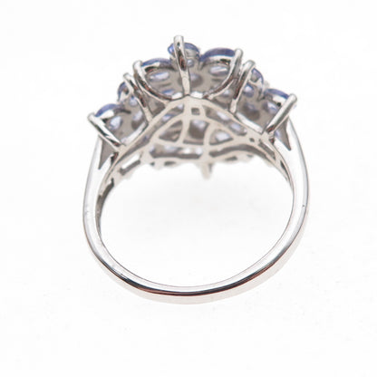 Chuck Clemency 925 Sterling Silver Real Tanzanite Floral Ring Size 8
