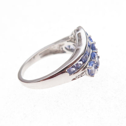Chuck Clemency 925 Sterling Silver Real Multi-Cut Tanzanite Ring Size 8.25