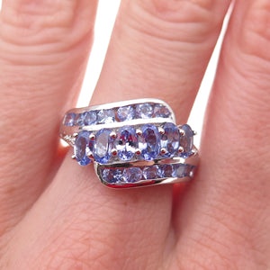 Chuck Clemency 925 Sterling Silver Real Multi-Cut Tanzanite Ring Size 8.25