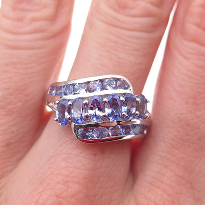 Chuck Clemency 925 Sterling Silver Real Multi-Cut Tanzanite Ring Size 8.25