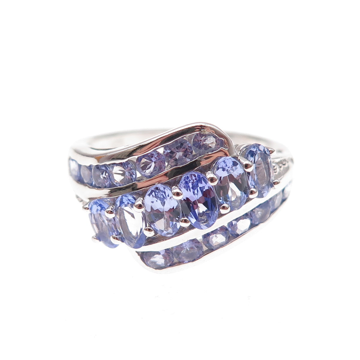 Chuck Clemency 925 Sterling Silver Real Multi-Cut Tanzanite Ring Size 8.25