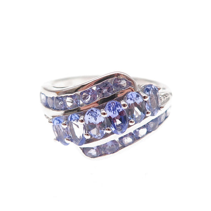 Chuck Clemency 925 Sterling Silver Real Multi-Cut Tanzanite Ring Size 8.25