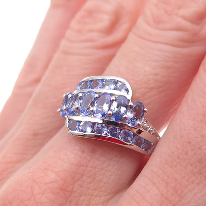 Chuck Clemency 925 Sterling Silver Real Multi-Cut Tanzanite Ring Size 8.25